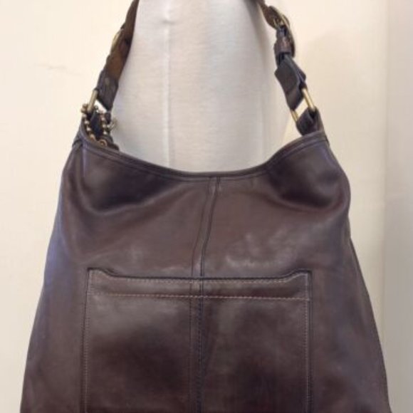 Coach 11447 Bleeker Elisa Laced Mahogany Leather XL Duffle Hobo Shoulder Bag - Picture 2 of 4